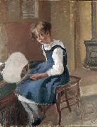 Camille Pissarro Jeanne Holding a Fan, oil on canvas painting by Camille Pissarro France oil painting artist